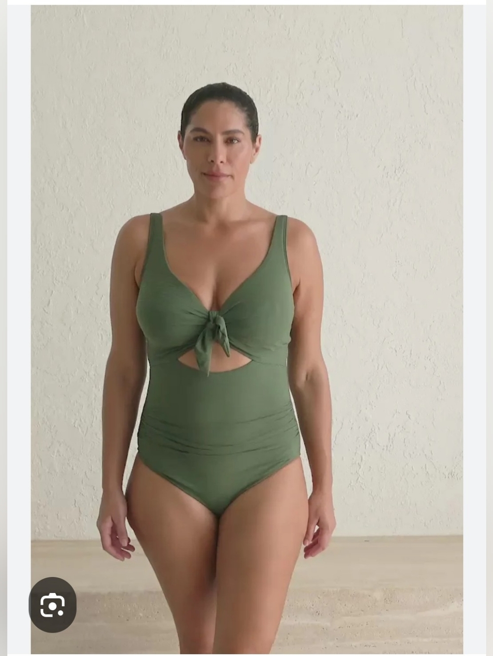 Tie-Front Olive One-Piece Swimsuit